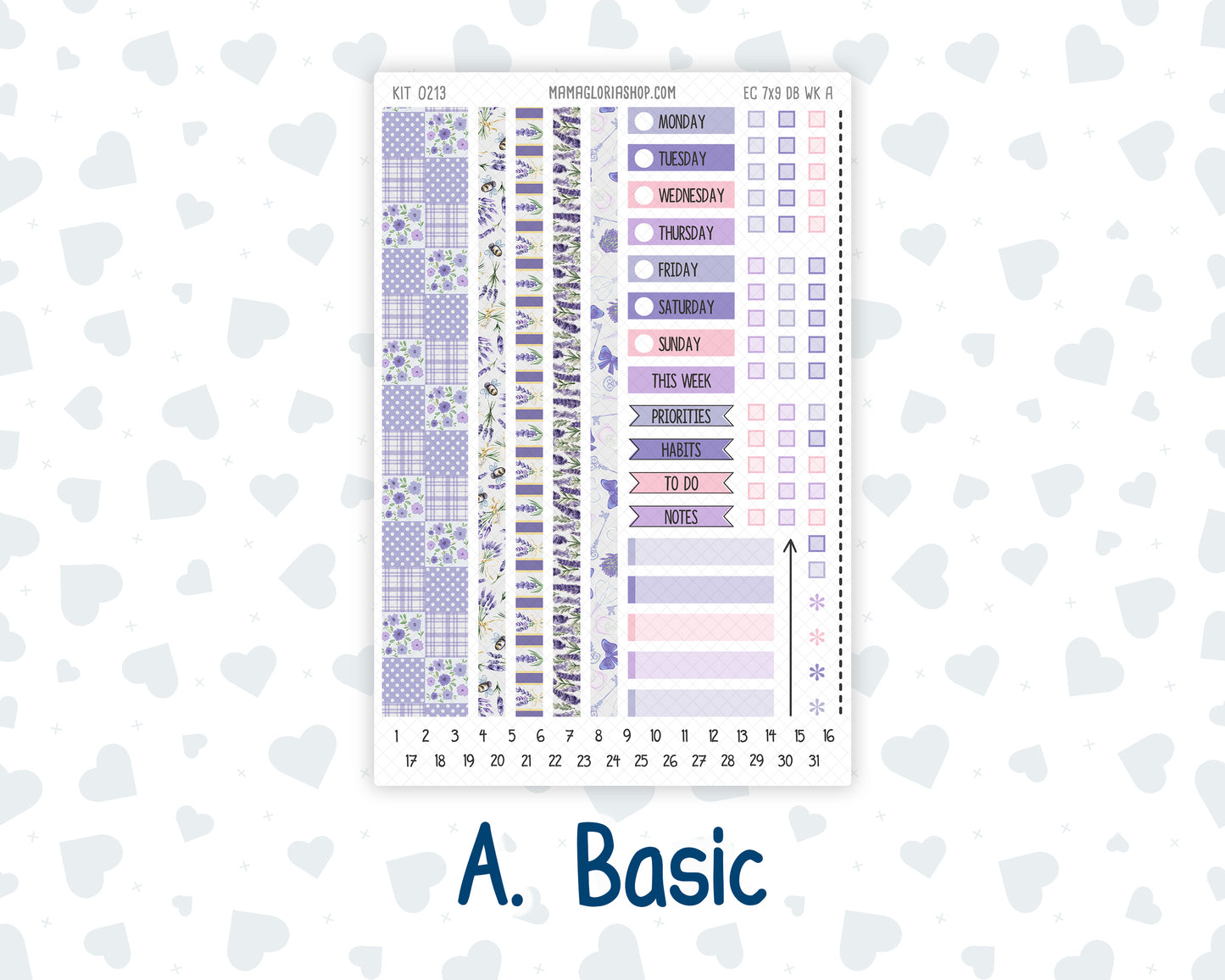 Kit 0213 - Weekly Dashboard Planner - Erin Condren - April -Provence