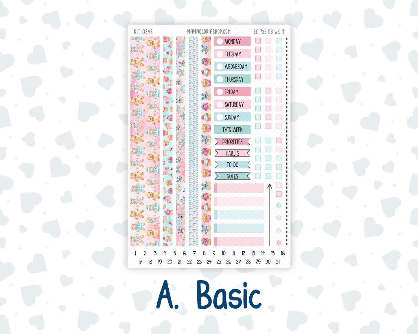 Kit 0246- Weekly Dashboard Planner - Erin Condren - Gingerbread Sweets - December
