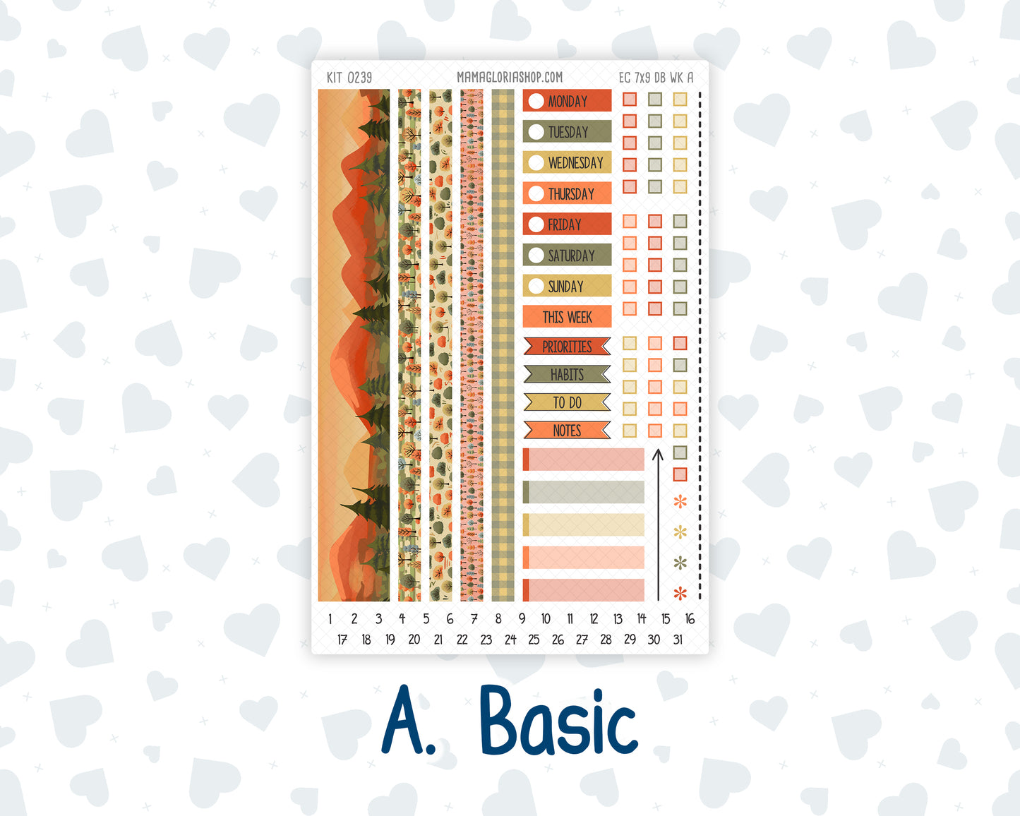 Kit 0239 - Weekly Dashboard Planner - Erin Condren - October Stroll