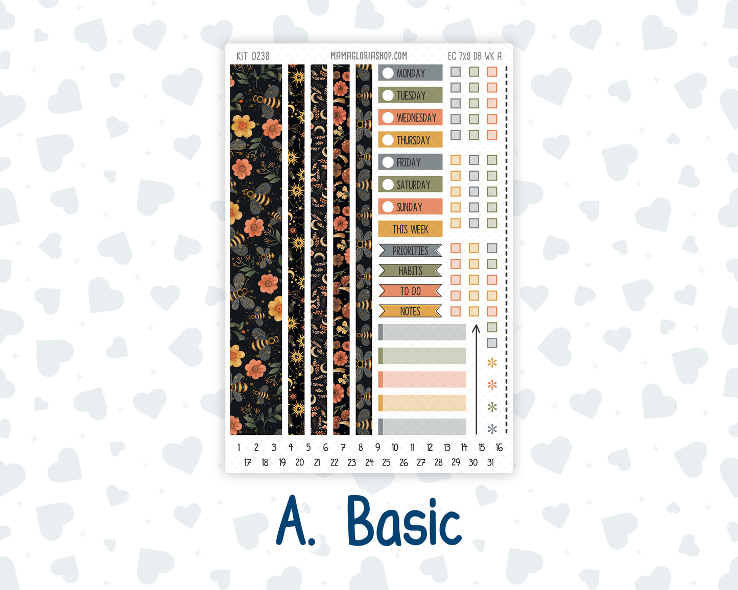 Kit 0238 - Weekly Dashboard Planner - Erin Condren - October - Starry Autumn Nights