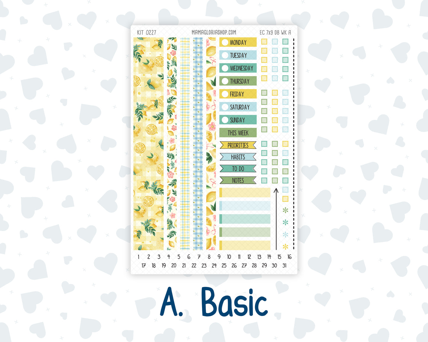 Kit 0227- Weekly Dashboard Planner - Erin Condren - July - Lemon Grove