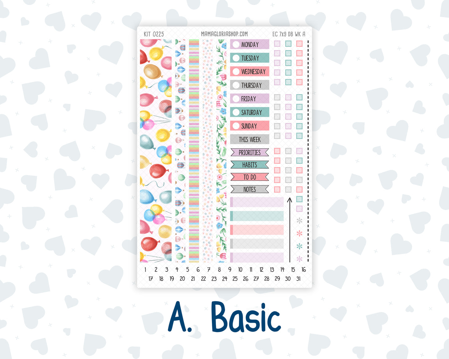 Kit 0225 - Weekly Dashboard Planner - Erin Condren - July - Carnival Joy