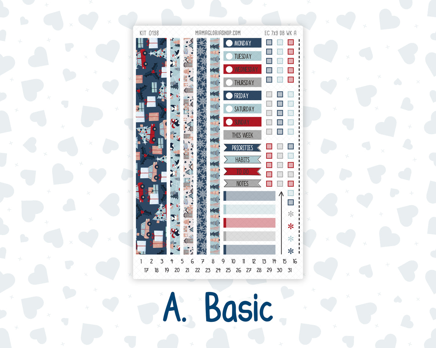 Kit 0198- Weekly Dashboard Planner - Erin Condren - December -Holiday Village