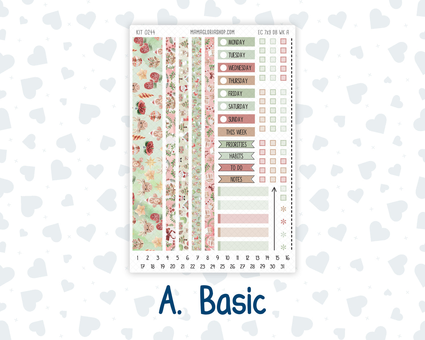 Kit 0244- Weekly Dashboard Planner - Erin Condren - Santas Village - December