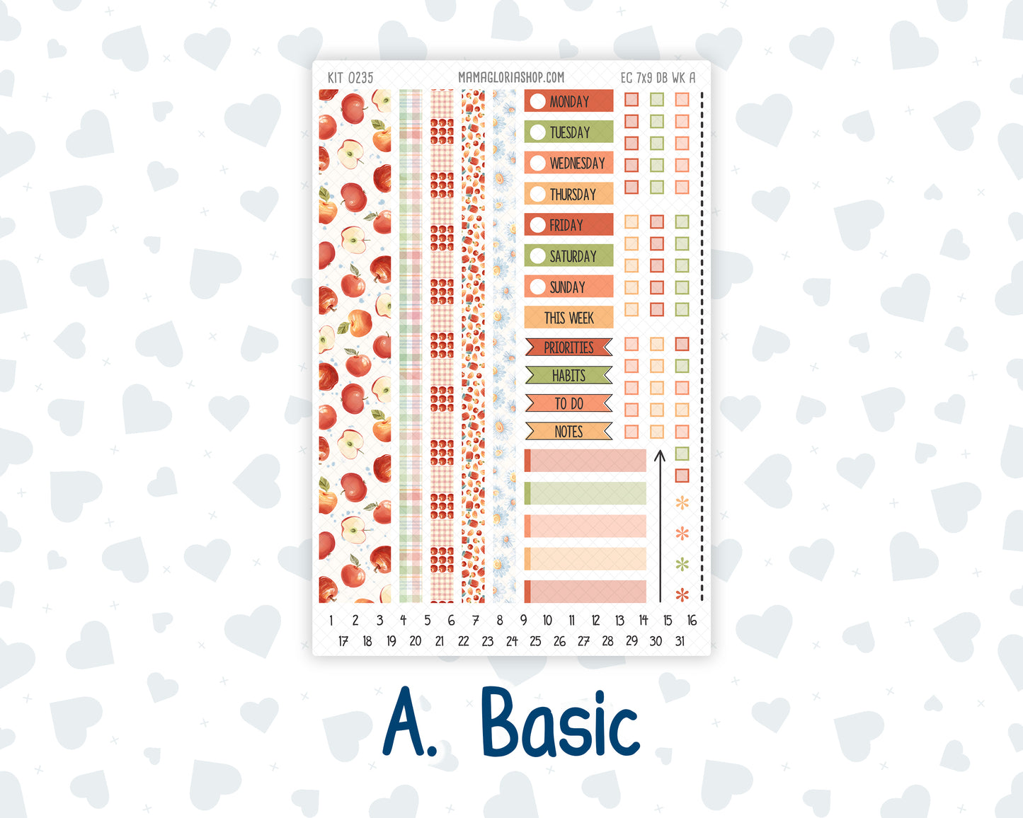 Kit 0235- Weekly Dashboard Planner - Erin Condren - September - Apple Orchard