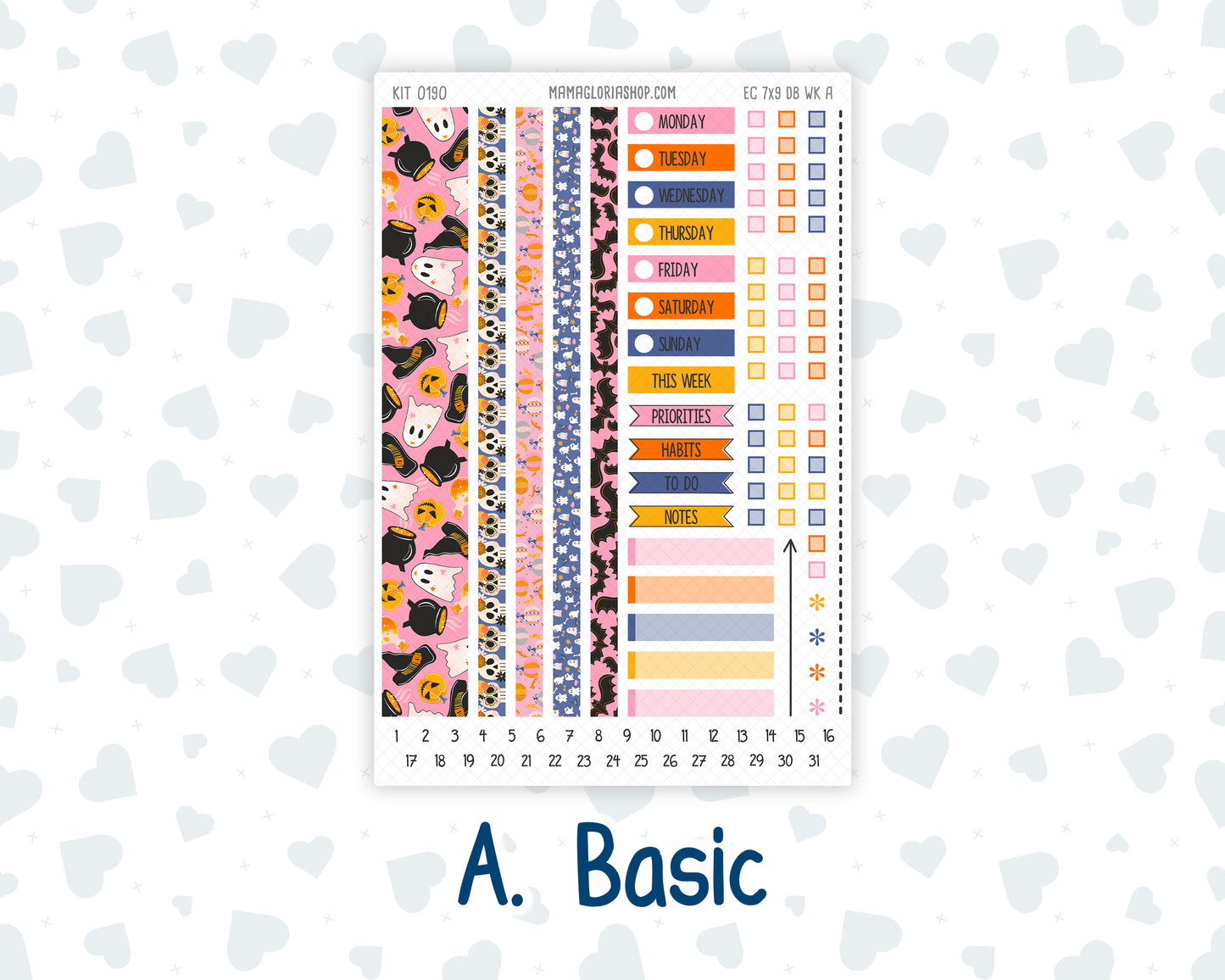 Kit 0190- Weekly Dashboard Planner - Erin Condren - October -Halloween Spooktacular