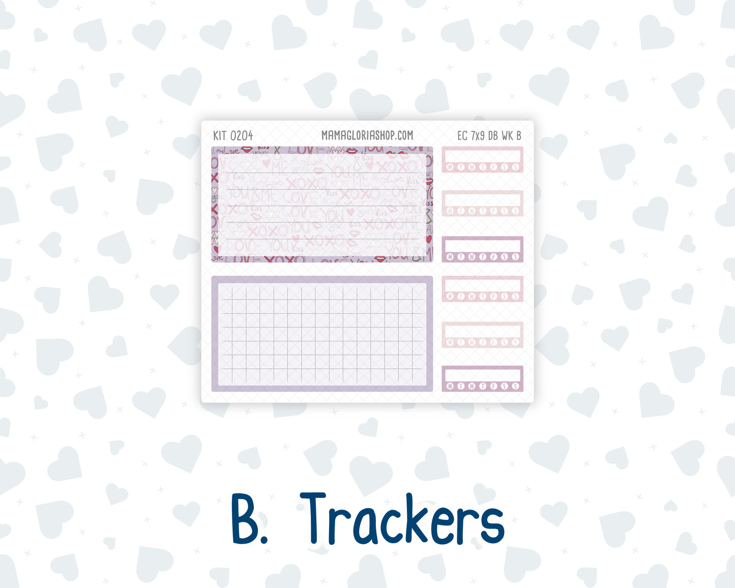 Kit 0204- Weekly Dashboard Planner - Erin Condren - February -Valentines Garden