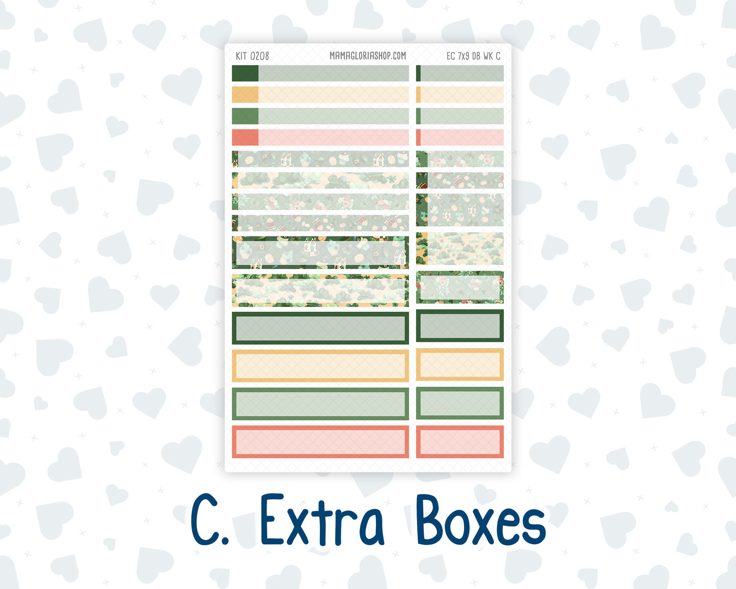 Kit 0208- Weekly Dashboard Planner - Erin Condren - March -Shamrock Lane