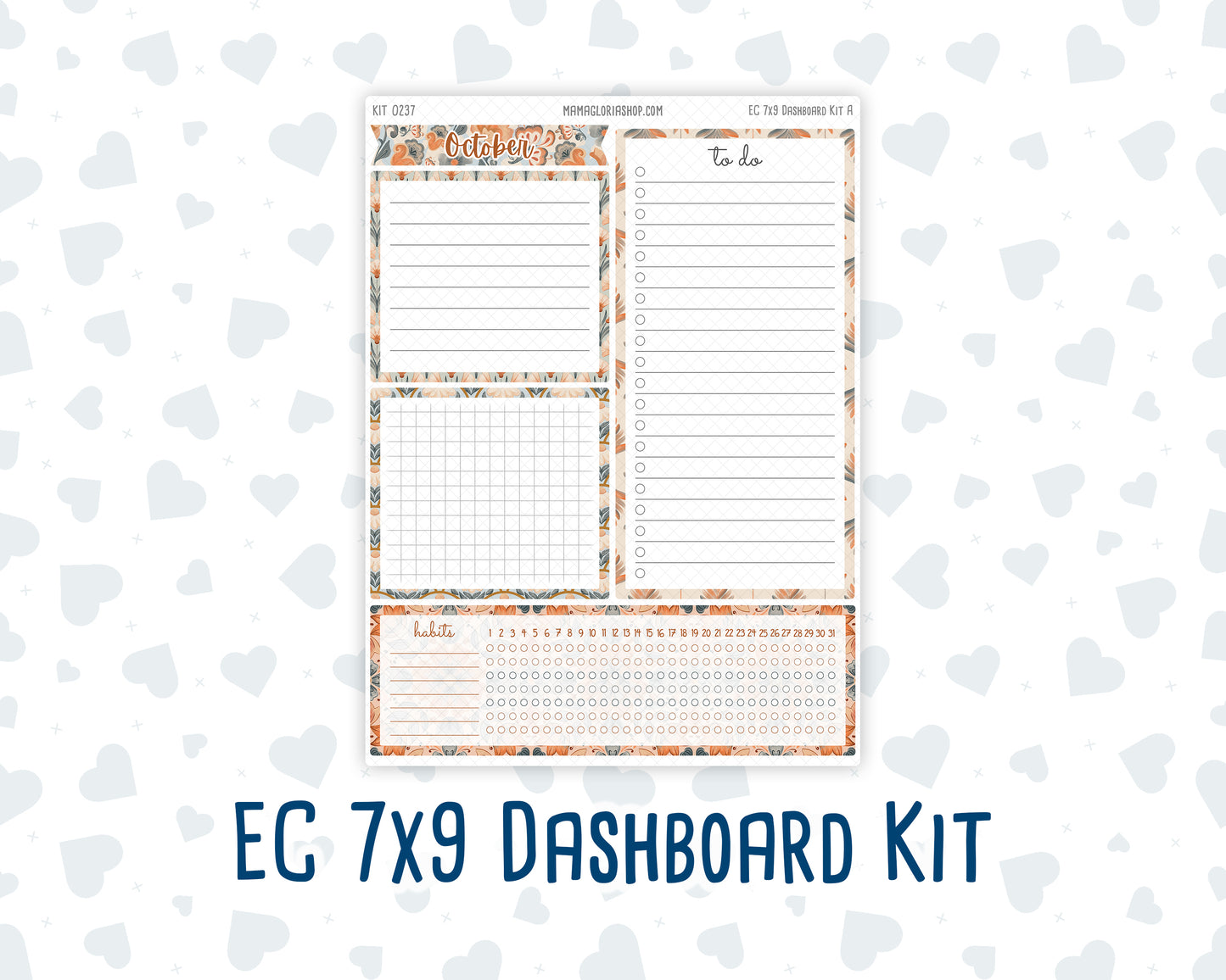 Kit 0237- 7x9 - EC Notes Pages - October - Forest Falk - Dashboard Kit | Productivity Page