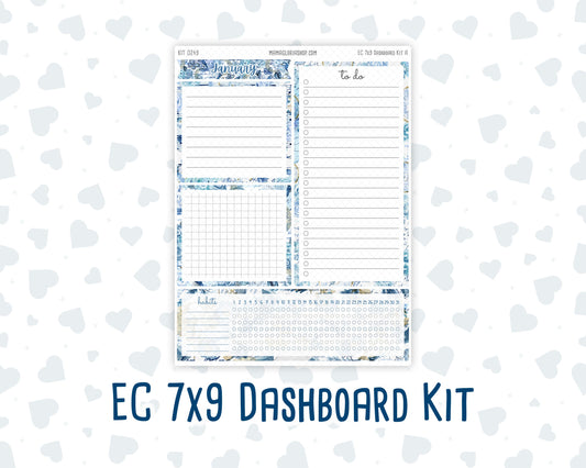 Kit 0249 - 7x9 - EC Notes Pages - Dashboard Kit | Productivity Page - January - Icy Lace