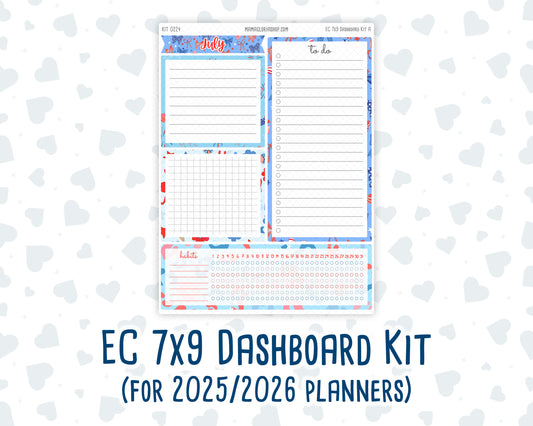Kit 0224- 7x9 - EC Notes Pages - July - Patriotic Parade - Dashboard Kit | Productivity Page