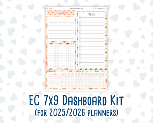 Kit 0228- 7x9 - EC Notes Pages - August - Just Peachy - Dashboard Kit | Productivity Page