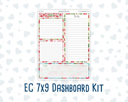Kit 0276 - 7x9 - EC Notes Pages - Dashboard Kit | Productivity Page - July - Melon Crush
