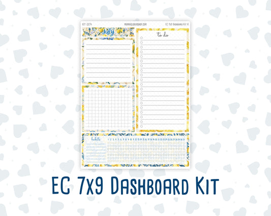 Kit 0274 - 7x9 - EC Notes Pages - Dashboard Kit | Productivity Page - July - Sunny Lemon Shore