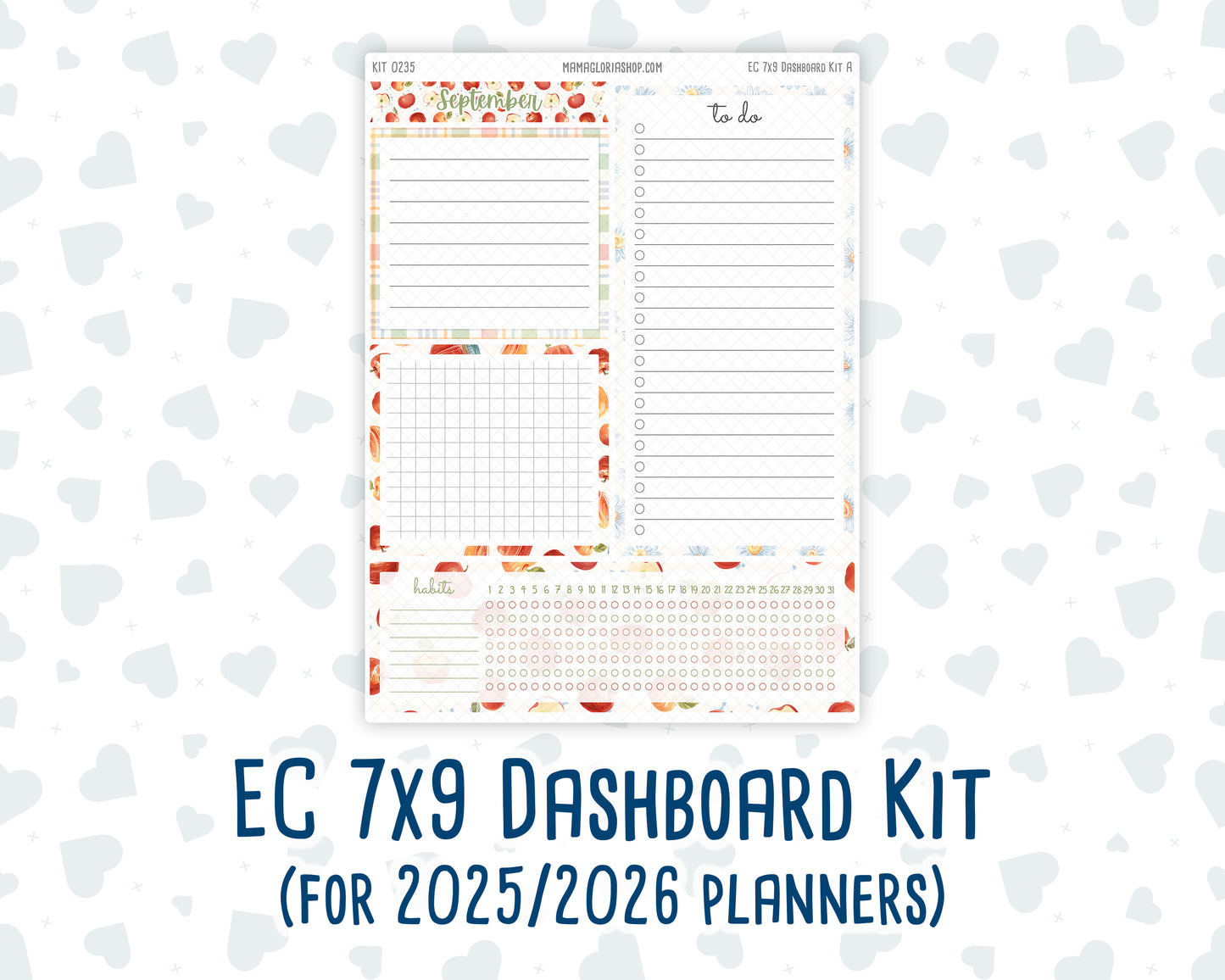 Kit 0235- 7x9 - EC Notes Pages - September- Apple Orchard - Dashboard Kit | Productivity Page