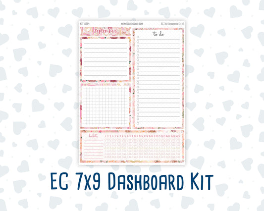 Kit 0294 - 7x9 - EC Notes Pages - Dashboard Kit | Productivity Page - September - Rosy Reveria