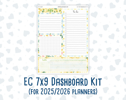 Kit 0227- 7x9 - EC Notes Pages - July - Lemon Grove - Dashboard Kit | Productivity Page