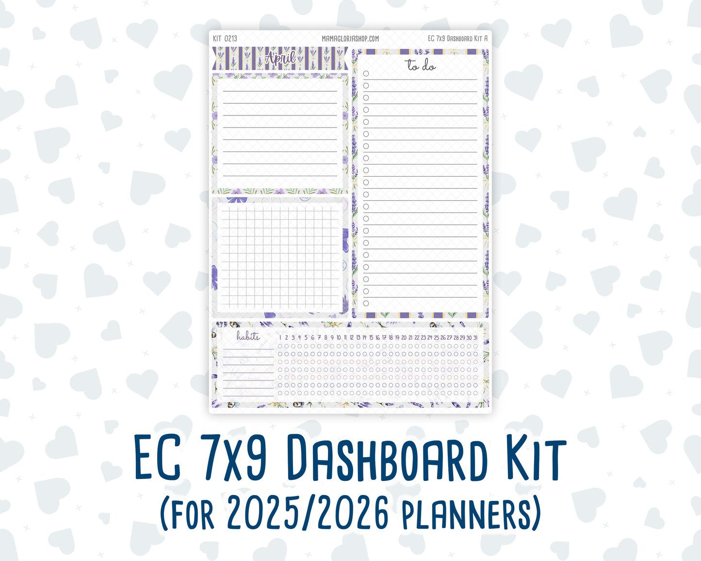 Kit 0213 - 7x9 - EC Notes Pages - April - Provence - Dashboard Kit | Productivity Page