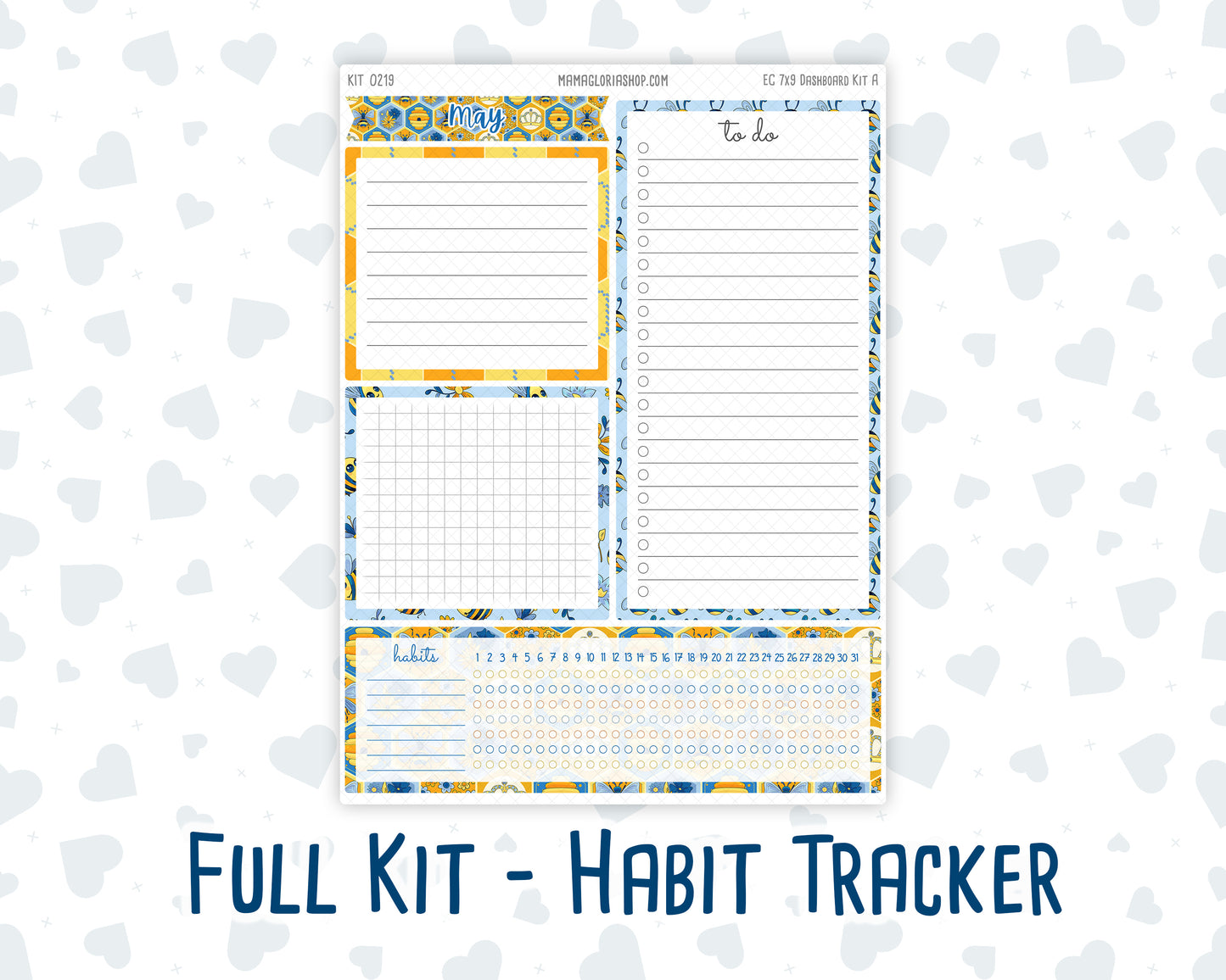 Kit 0219 - 7x9 - EC Notes Pages - May - Bee's Business - Dashboard Kit | Productivity Page
