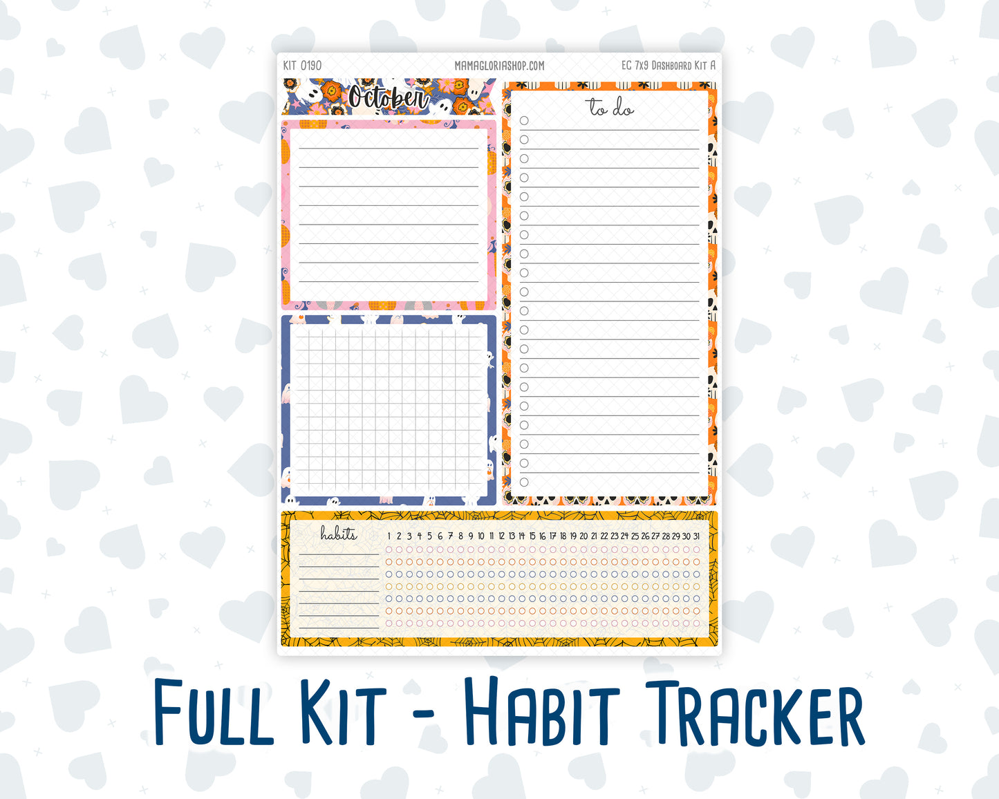 Kit 0190- 7x9 - EC Notes Pages - October- Halloween Spooktacular - Dashboard Kit | Productivity Page