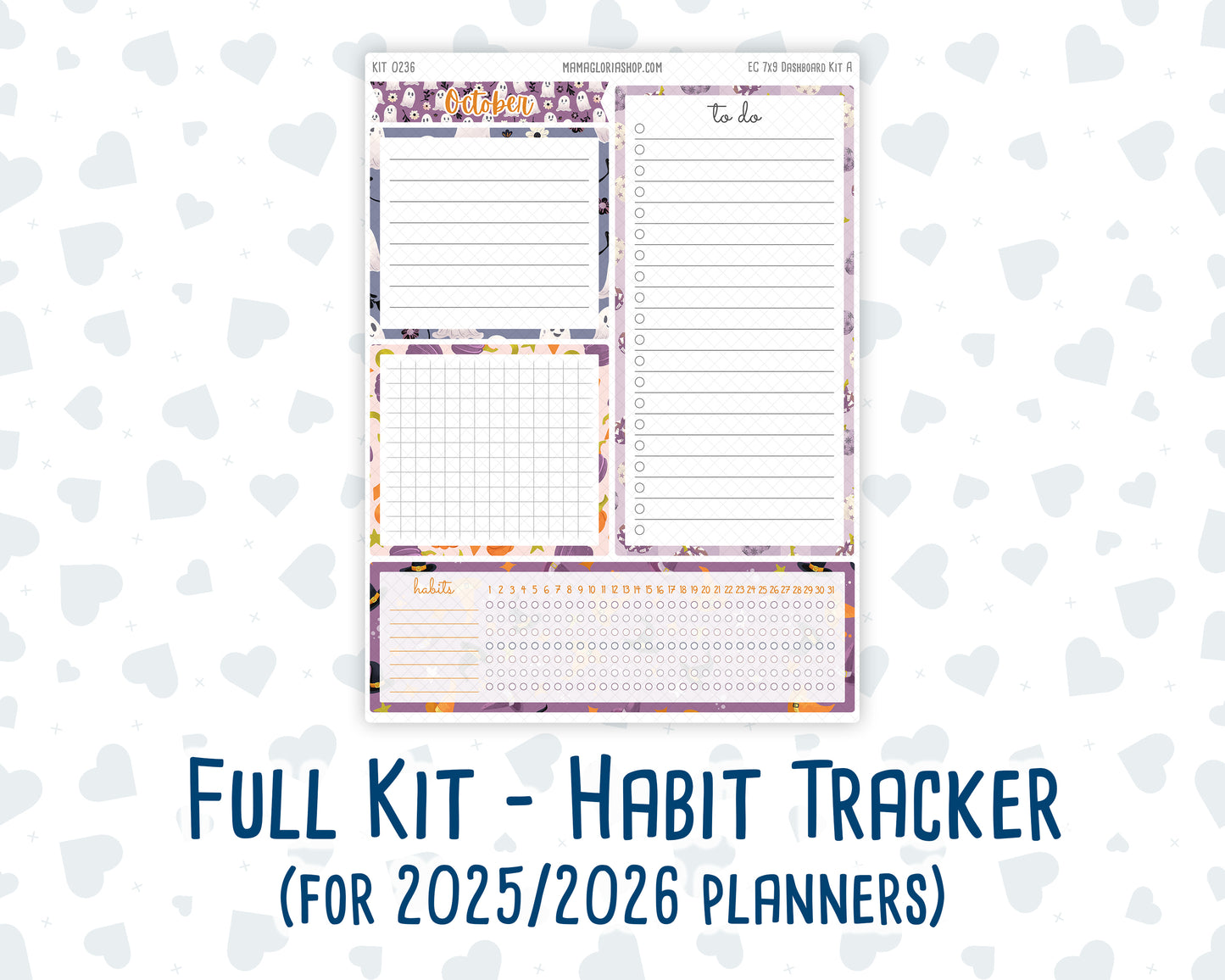 Kit 0236- 7x9 - EC Notes Pages - October - Sweet & Spooky - Dashboard Kit | Productivity Page