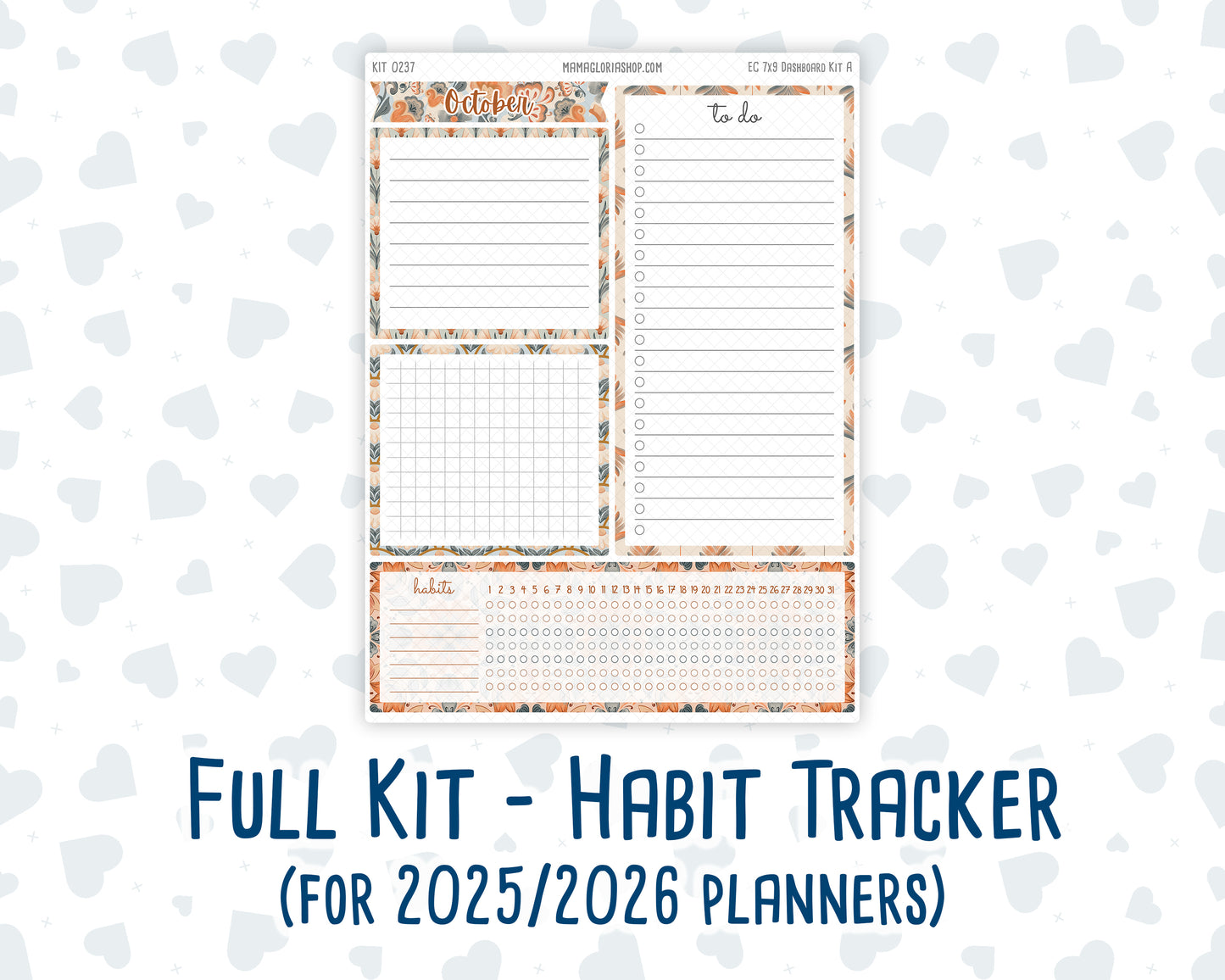 Kit 0237- 7x9 - EC Notes Pages - October - Forest Falk - Dashboard Kit | Productivity Page