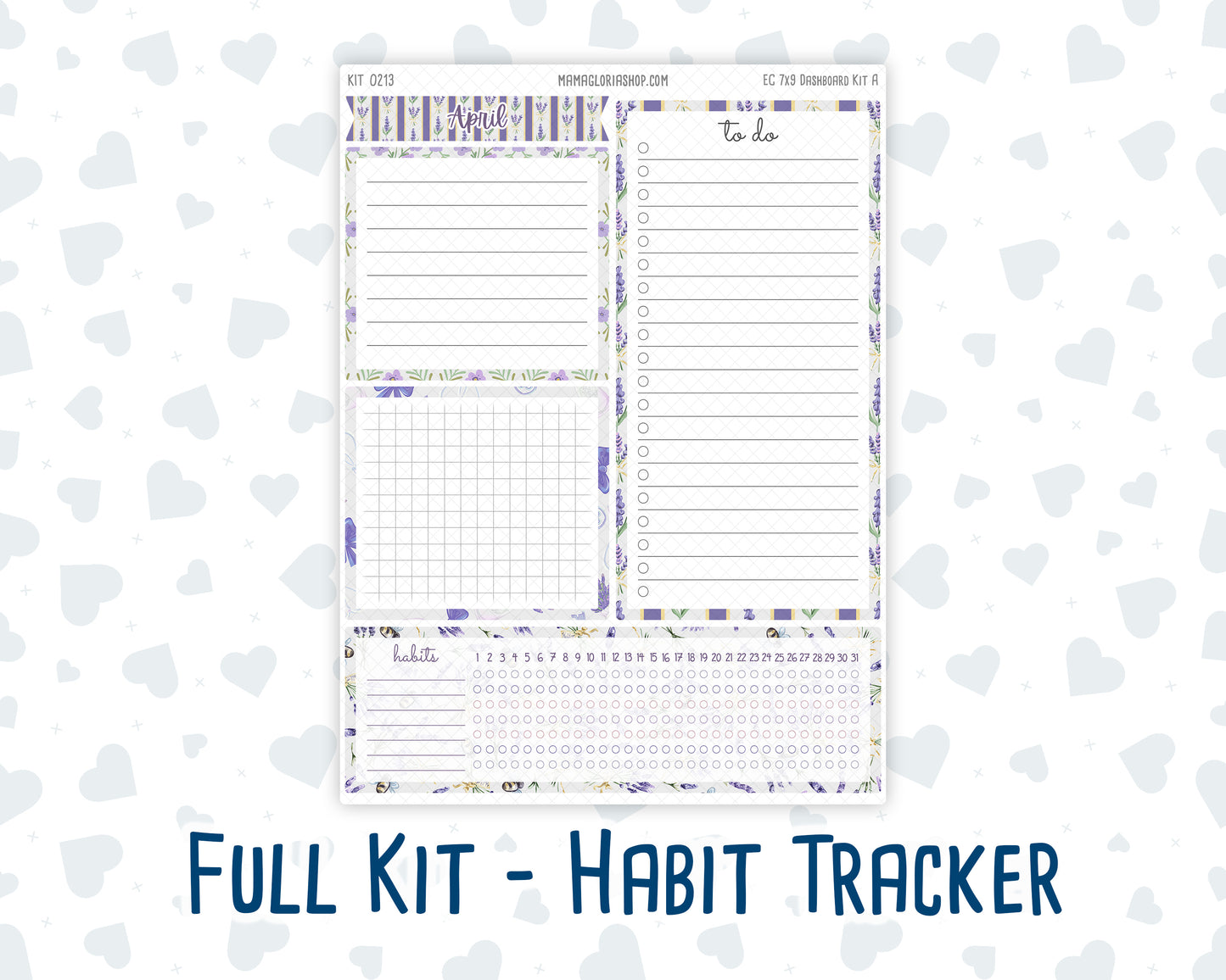 Kit 0213 - 7x9 - EC Notes Pages - April - Provence - Dashboard Kit | Productivity Page