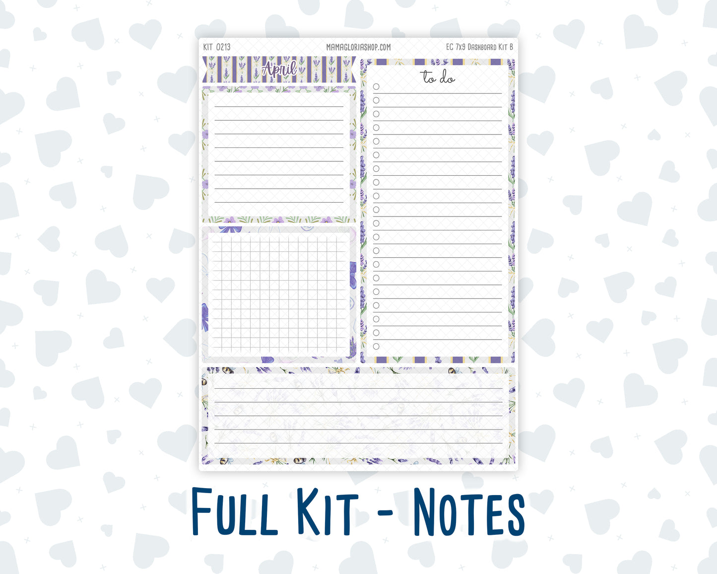 Kit 0213 - 7x9 - EC Notes Pages - April - Provence - Dashboard Kit | Productivity Page