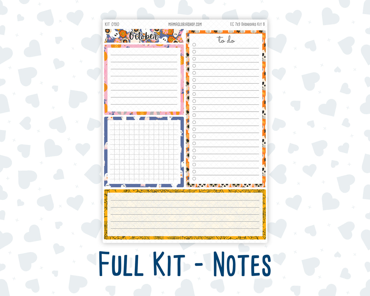 Kit 0190- 7x9 - EC Notes Pages - October- Halloween Spooktacular - Dashboard Kit | Productivity Page