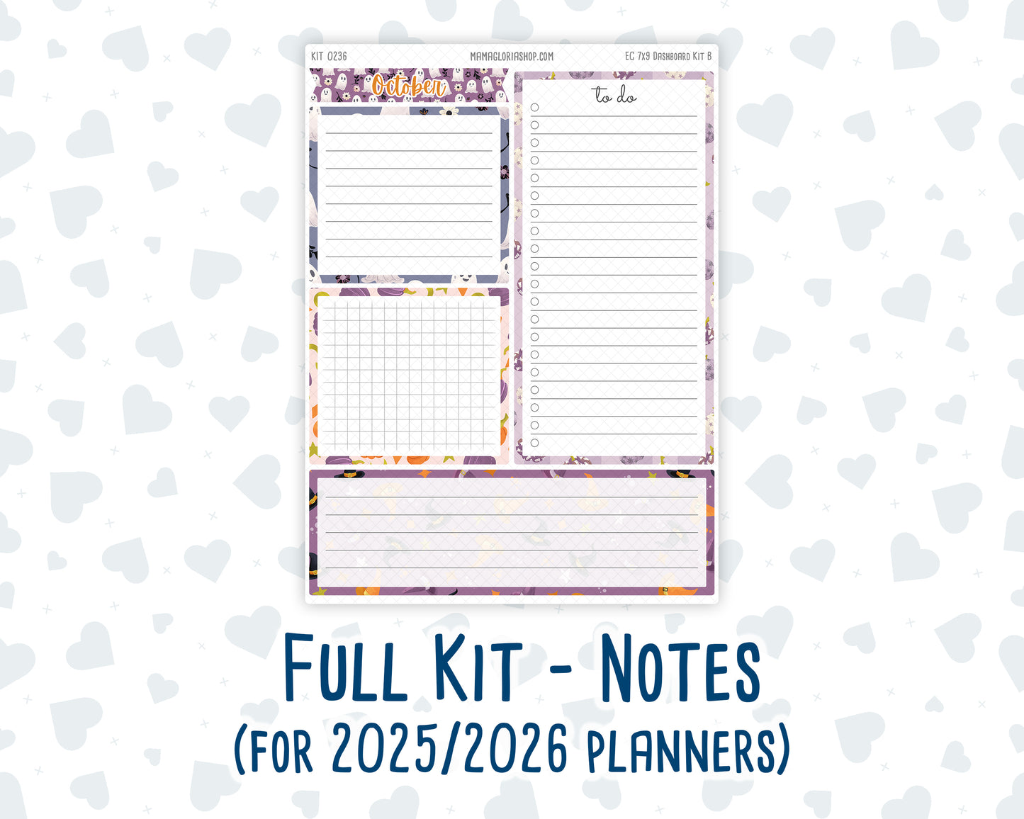 Kit 0236- 7x9 - EC Notes Pages - October - Sweet & Spooky - Dashboard Kit | Productivity Page