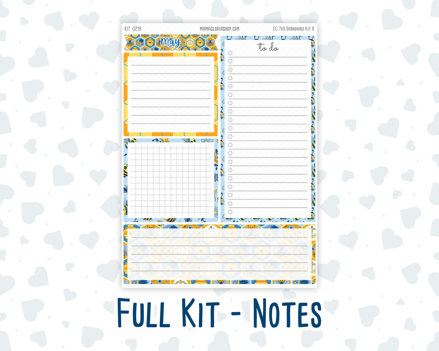 Kit 0219 - 7x9 - EC Notes Pages - May - Bee's Business - Dashboard Kit | Productivity Page