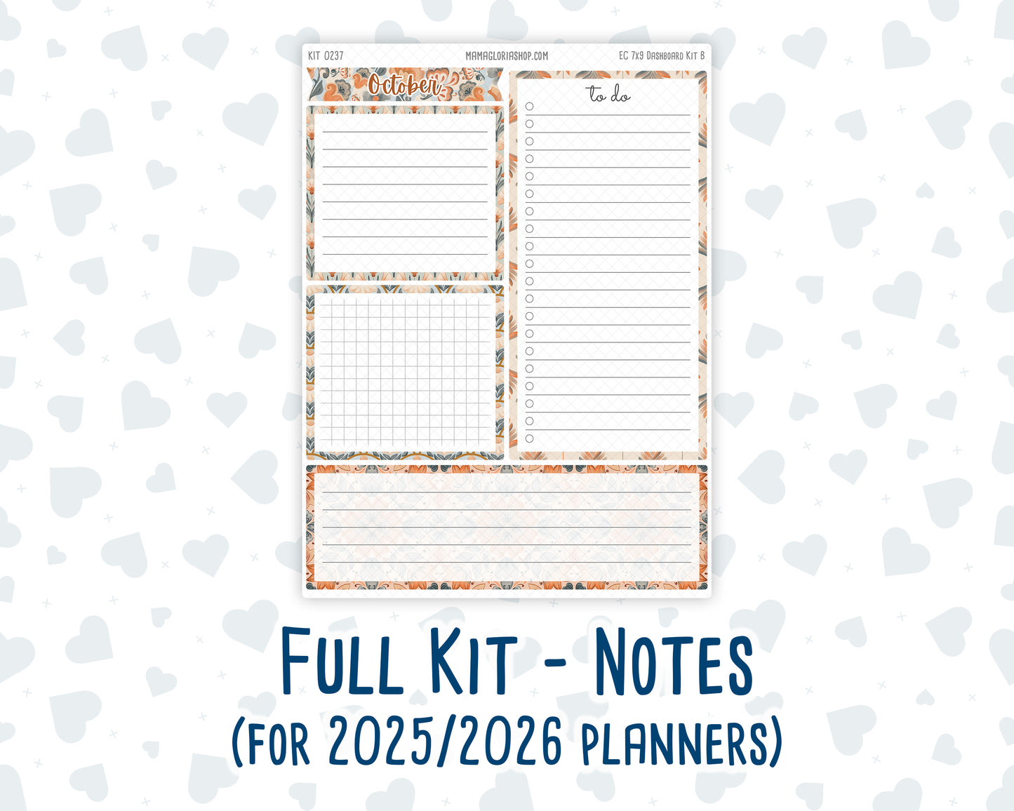 Kit 0237- 7x9 - EC Notes Pages - October - Forest Falk - Dashboard Kit | Productivity Page