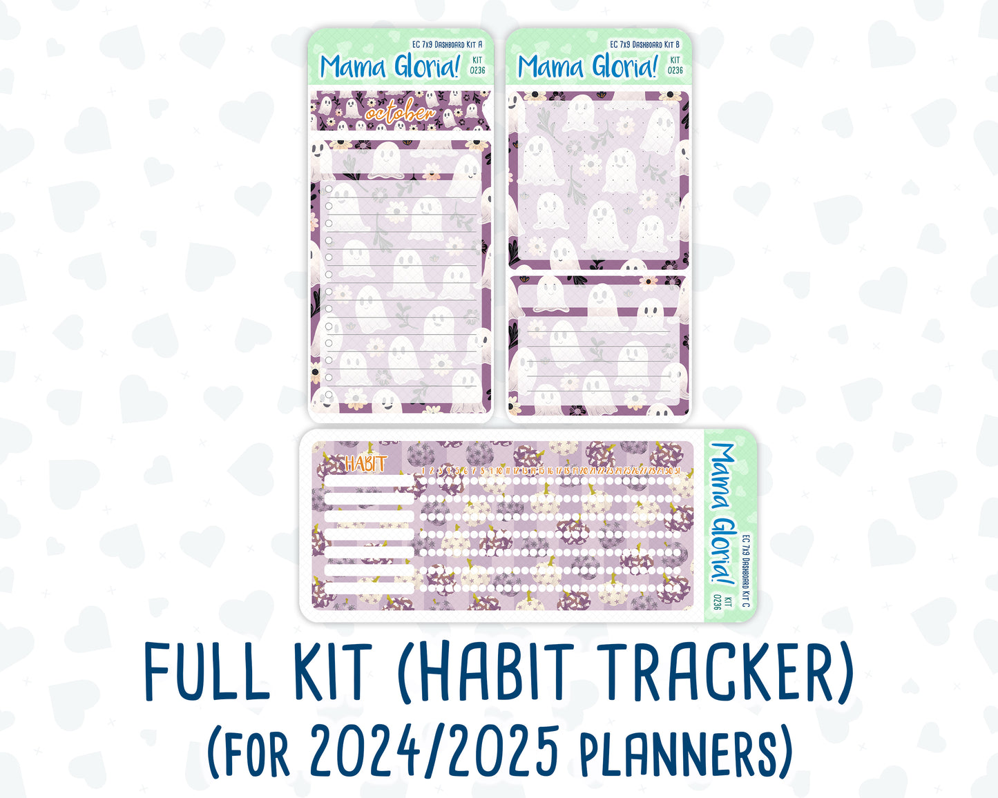 Kit 0236- 7x9 - EC Notes Pages - October - Sweet & Spooky - Dashboard Kit | Productivity Page