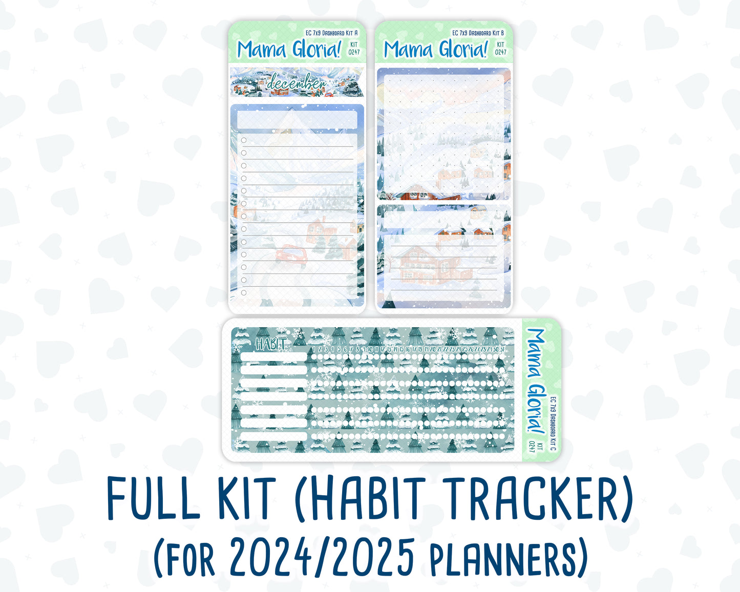 Kit 0247- 7x9 - EC Notes Pages - December - Snow Day Adventures - Dashboard Kit | Productivity Page