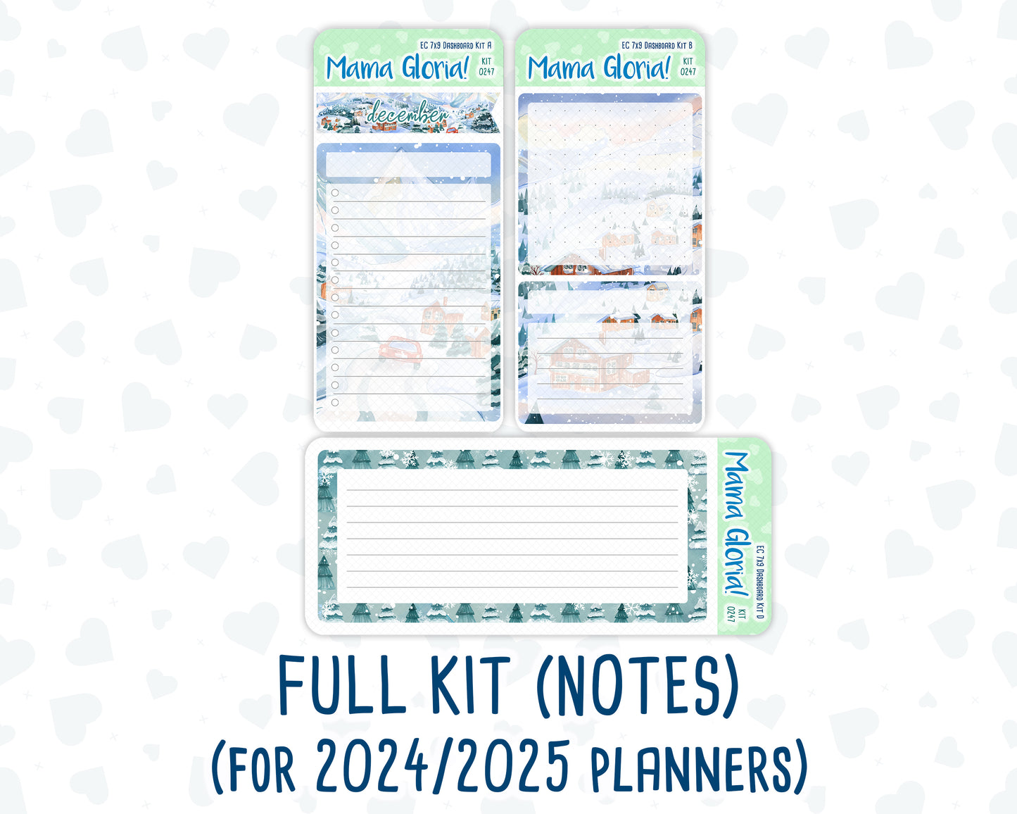 Kit 0247- 7x9 - EC Notes Pages - December - Snow Day Adventures - Dashboard Kit | Productivity Page