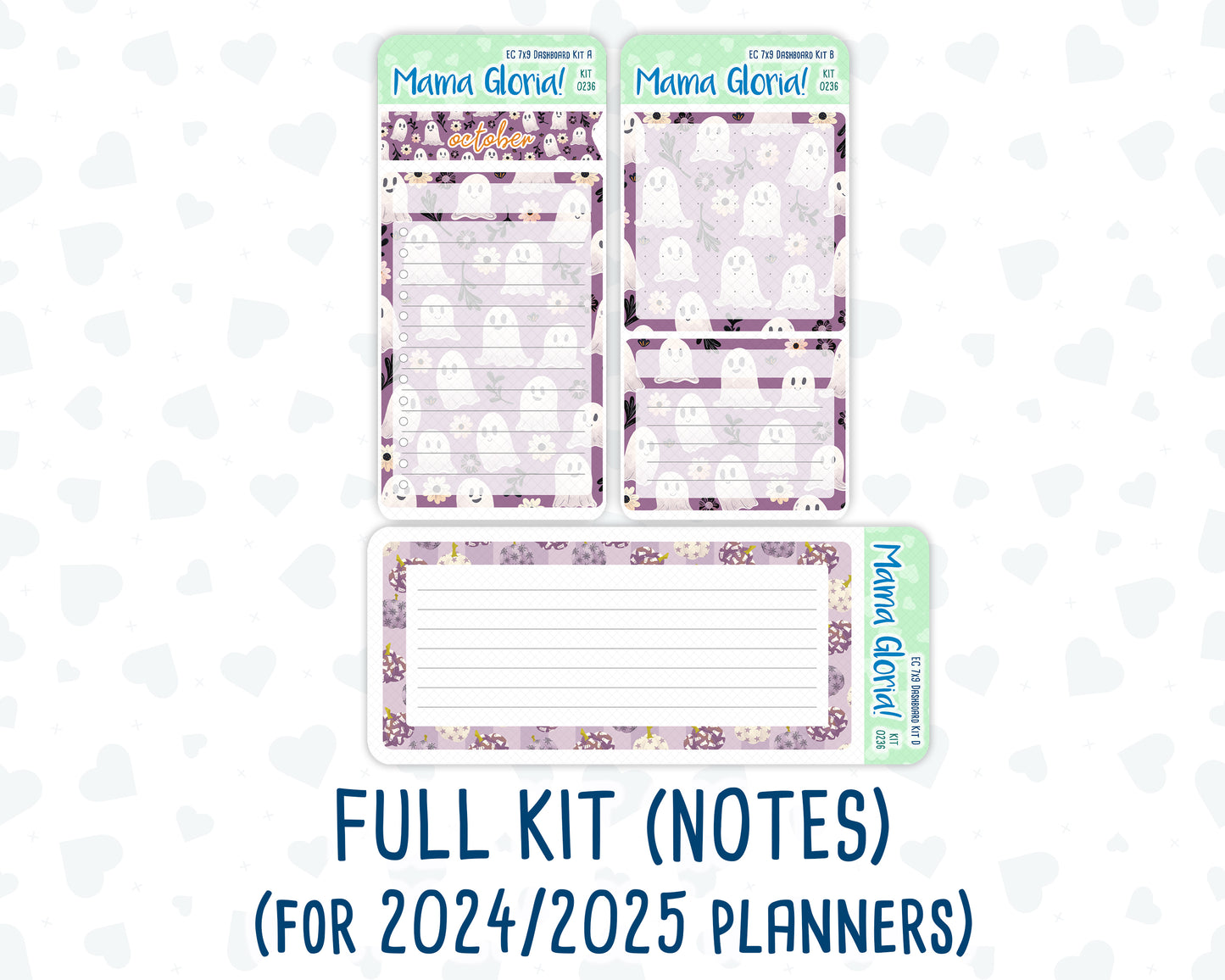 Kit 0236- 7x9 - EC Notes Pages - October - Sweet & Spooky - Dashboard Kit | Productivity Page