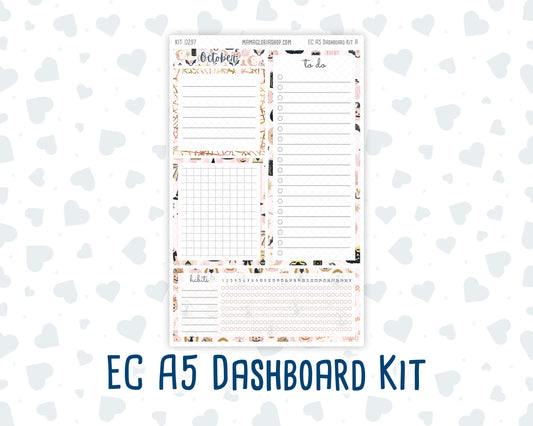 Kit 0297 - A5 - EC Notes Pages - Dashboard Kit | Productivity Page - October - Pink Spell