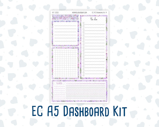 Kit 0263 - A5 - EC Notes Pages - Dashboard Kit | Productivity Page - April - Lavender Drift