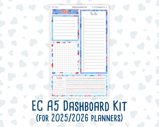 Kit 0224 - A5 - EC Notes Pages - July - Patriotic Parade - Dashboard Kit | Productivity Page