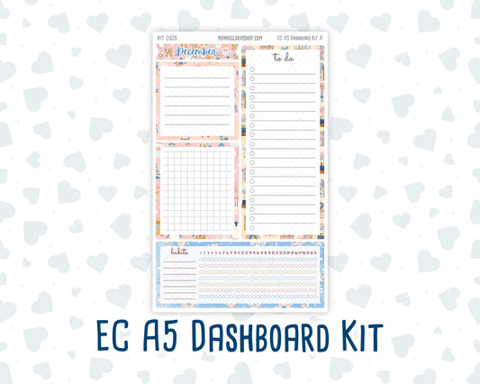 Kit 0305 - A5 - EC Notes Pages - Dashboard Kit | Productivity Page - December - Sugarplum Parade