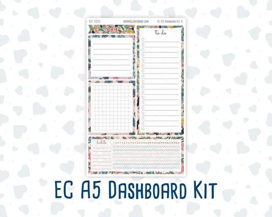 Kit 0275 - A5 - EC Notes Pages - Dashboard Kit | Productivity Page - July - Tropical Safari Blush