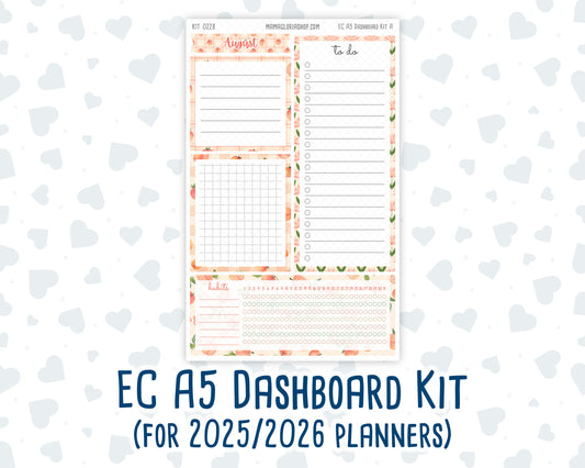 Kit 0228- A5 - EC Notes Pages - August - Just Peachy - Dashboard Kit | Productivity Page