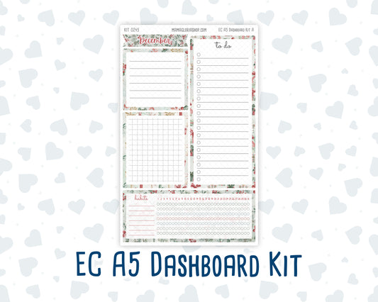 Kit 0245- A5 - EC Notes Pages - December -Vintage Christmas - Dashboard Kit | Productivity Page