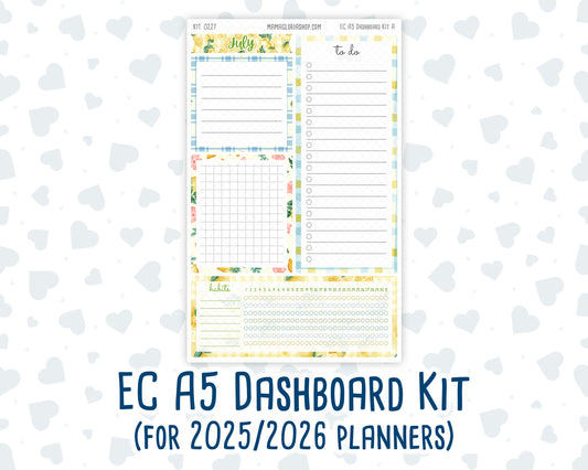 Kit 0227 - A5 - EC Notes Pages - July - Lemon Grove - Dashboard Kit | Productivity Page