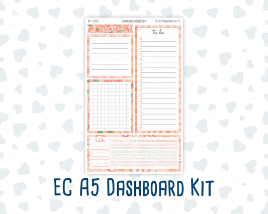 Kit 0278 - A5 - EC Notes Pages - Dashboard Kit | Productivity Page - August - Oops, All Peaches