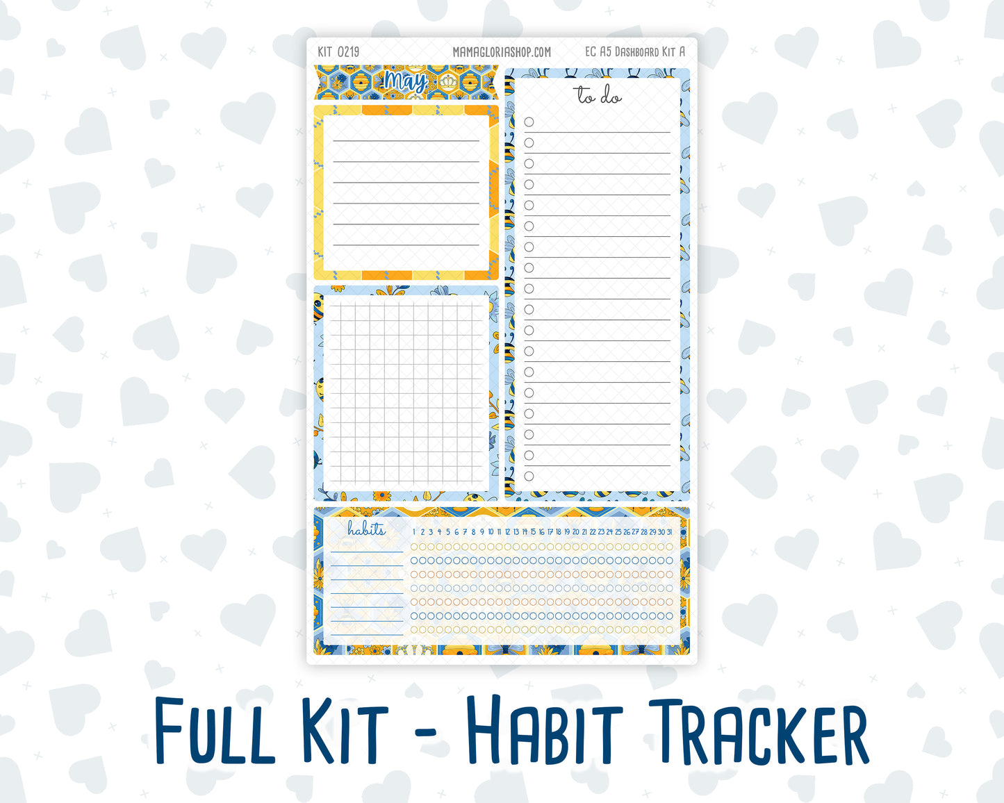 Kit 0219 - A5 - EC Notes Pages - May - Bee's Business - Dashboard Kit | Productivity Page