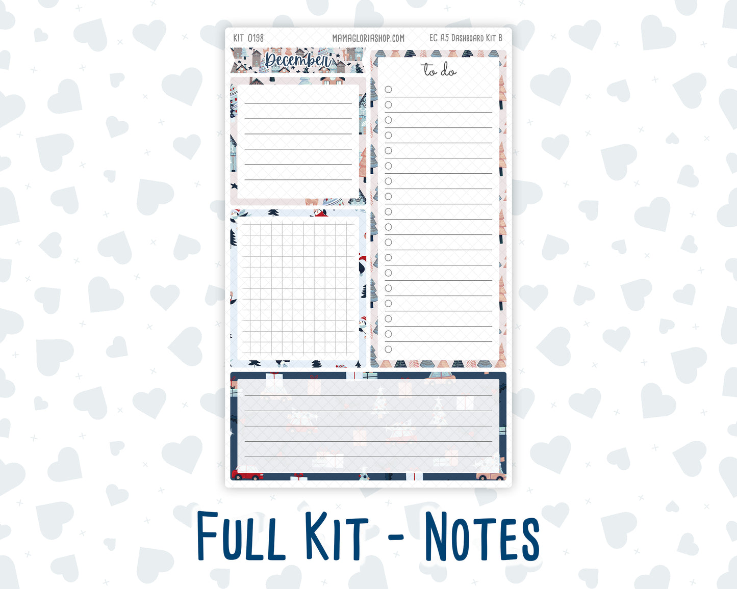 Kit 0198 - A5 - EC Notes Pages - December - Holiday Village - Dashboard Kit | Productivity Page