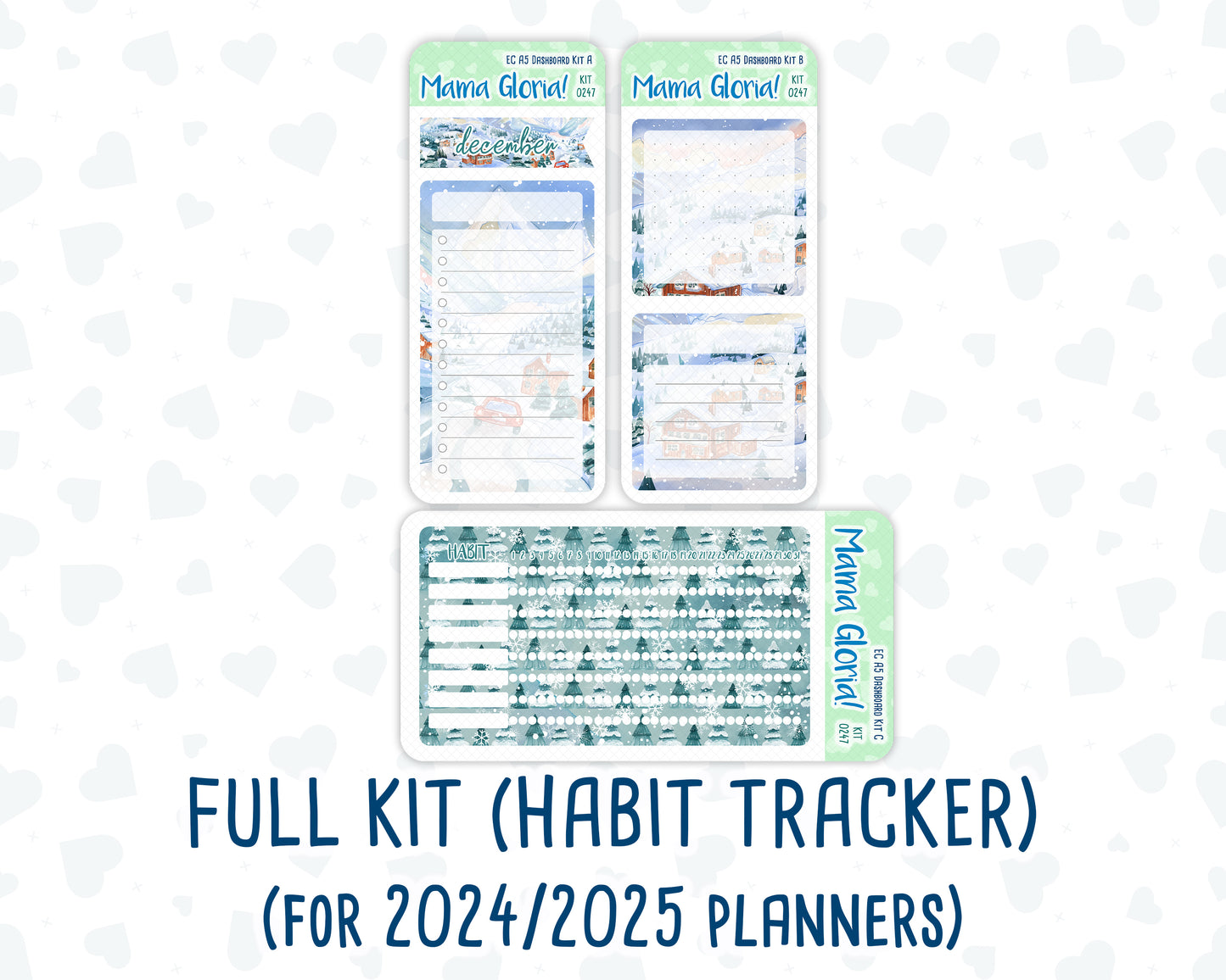 Kit 0247- A5 - EC Notes Pages - December -Snow Day Adventures - Dashboard Kit | Productivity Page