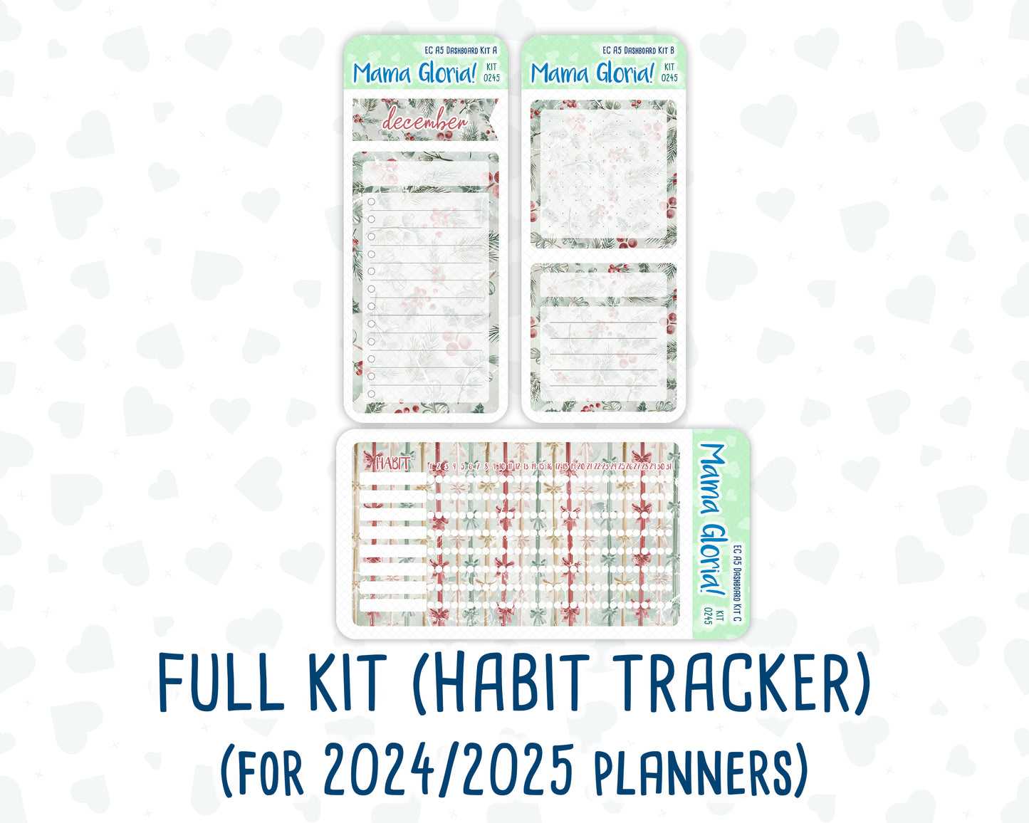 Kit 0245- A5 - EC Notes Pages - December -Vintage Christmas - Dashboard Kit | Productivity Page