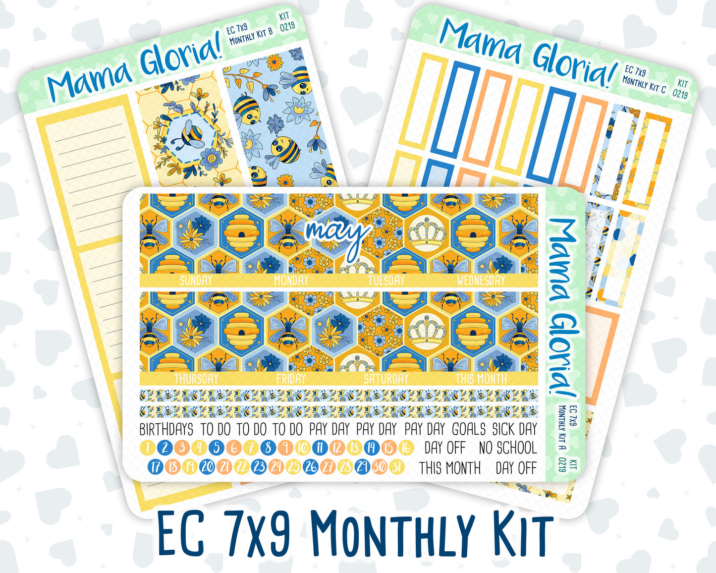 Kit 0219- 7x9 - Monthly - Bee's Business- May- For EC Planners